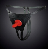 Чёрные кожаные универсальные трусики со штырьком для насадок - Sitabella - купить с доставкой в Ноябрьске
