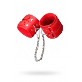 Кожаные красные оковы с цепочкой - Sitabella - купить с доставкой в Ноябрьске