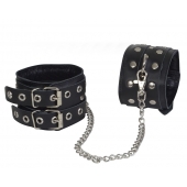 Чёрные кожаные оковы, соединенные цепочкой - Sitabella - купить с доставкой в Ноябрьске