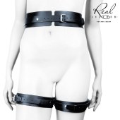 Черный кожаный пояс с гартерами - S-M - Notabu - купить с доставкой в Ноябрьске