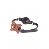 Чёрный кожаный кляп на регулируемых ремешках - Sitabella - купить с доставкой в Ноябрьске