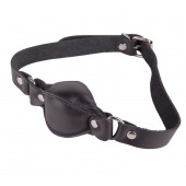 Чёрный кожаный кляп на регулируемых ремешках - Sitabella - купить с доставкой в Ноябрьске