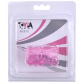 Розовая рельефная насадка на пенис - Toyfa Basic - в Ноябрьске купить с доставкой