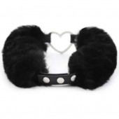 Черный меховой ошейник с металлическим сердечком - Notabu - купить с доставкой в Ноябрьске