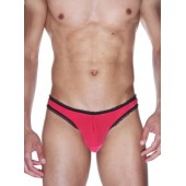 Красные мужские трусы-бразилиана с черной рюшевой отделкой - La Blinque купить с доставкой