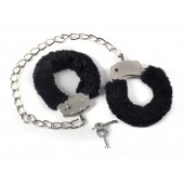 Чёрные меховые оковы на ноги BONDAGE - Lola Games - купить с доставкой в Ноябрьске