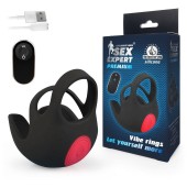Черная вибронасадка на пенис и мошонку Sex Expert - Sex Expert - в Ноябрьске купить с доставкой
