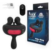 Черное эрекционное виброкольцо Sex Expert с пультом ДУ - Sex Expert - в Ноябрьске купить с доставкой