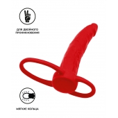 Красная насадка на пенис для двойного проникновения Black Red - 16,5 см. - ToyFa - купить с доставкой в Ноябрьске