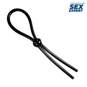 Черное силиконовое лассо с шариком для утяжки - Sex Expert - в Ноябрьске купить с доставкой