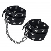 Черные кожаные однослойные оковы с люверсами - Pecado - купить с доставкой в Ноябрьске
