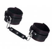 Черные кожаные однослойные оковы с контрастной строчкой - Pecado - купить с доставкой в Ноябрьске