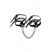 Черные однослойные кожаные оковы из двух ремешков - Pecado - купить с доставкой в Ноябрьске