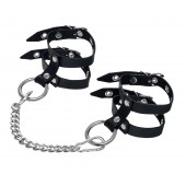 Черные однослойные кожаные оковы из двух ремешков - Pecado - купить с доставкой в Ноябрьске