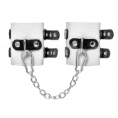 Бело-черные наручники с двумя ремешками и люверсами - Pecado - купить с доставкой в Ноябрьске