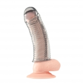 Текстурированная насадка на пенис Clear Textured Penis Enhancing Sleeve Extension - 16,5 см. - BlueLine - в Ноябрьске купить с доставкой