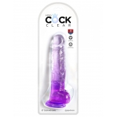 Фиолетовый фаллоимитатор с мошонкой на присоске 8’’ Cock with Balls - 22,2 см. - Pipedream