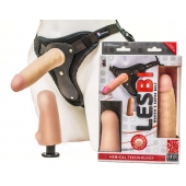 Телесный страпон Harness LESBI с вагинальной пробкой - 16,5 см. - LOVETOY (А-Полимер) - купить с доставкой в Ноябрьске