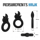 Черное эрекционное кольцо-пламя Rooster Hawk - Velv or - в Ноябрьске купить с доставкой