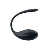 Черное виброяйцо Ribbed Petal с пультом ДУ - Satisfyer