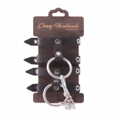 Черные однослойные наручники из натуральной кожи - Crazy Handmade - купить с доставкой в Ноябрьске