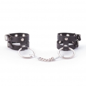 Черные однослойные наручники из натуральной кожи - Crazy Handmade - купить с доставкой в Ноябрьске