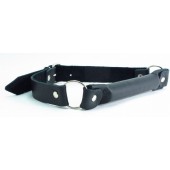 Черный кожаный кляп-трензель на кольцах - БДСМ Арсенал - купить с доставкой в Ноябрьске