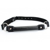 Черный кожаный кляп-трензель на кольцах - БДСМ Арсенал - купить с доставкой в Ноябрьске