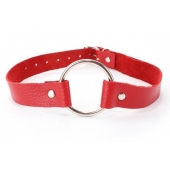 Красный кожаный кляп с кольцом - БДСМ Арсенал - купить с доставкой в Ноябрьске