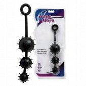 Чёрные стеклянные анальные шарики в силиконовом коконе - Dream Toys