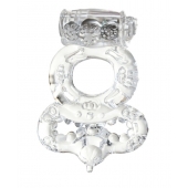 Прозрачное эрекционное кольцо с вибратором  и подхватом - Toyfa Basic - в Ноябрьске купить с доставкой