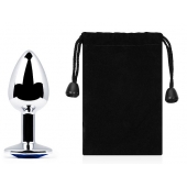 Анальное украшение BUTT PLUG  Small с синим кристаллом - 7 см. - Anal Jewelry Plug - купить с доставкой в Ноябрьске