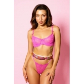 Эффектный розовый пояс из голографической эко-кожи - БДСМ Арсенал - купить с доставкой в Ноябрьске