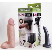 Страпон-унисекс с двумя насадками UNI strap 7  Harness - 19 и 16 см. - LOVETOY (А-Полимер) - купить с доставкой в Ноябрьске