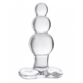 Прозрачная анальная втулка-ёлочка из стекла - 11 см. - Sexus