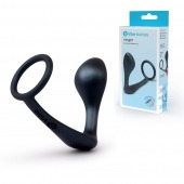 Черное эрекционное кольцо со стимулятором простаты Ringer Cock Ring   Plug - b-Vibe - в Ноябрьске купить с доставкой