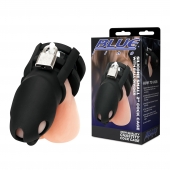 Черная клетка для пениса Silicone Small 2 in Cock Cage With Ball Divider - BlueLine - купить с доставкой в Ноябрьске