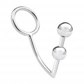 Кольцо на пенис с анальным стимулятором Two Bead Stainless Steel Anal Hook   Cock Ring - BlueLine - в Ноябрьске купить с доставкой