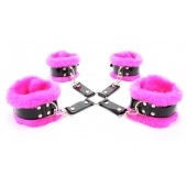 Набор фиксаторов краб с розовым мехом BDSM Light - БДСМ Арсенал - купить с доставкой в Ноябрьске