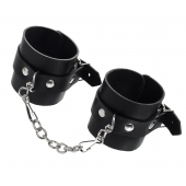 Черные однослойные наручники из натуральной кожи с цепочкой - Pecado - купить с доставкой в Ноябрьске