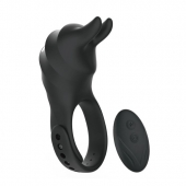 Черное эрекционное кольцо Usagi с ушками и пультом ДУ - BeYourLover - в Ноябрьске купить с доставкой