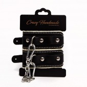 Черные скругленные наручники с мягкой бежевой подкладкой - Crazy Handmade - купить с доставкой в Ноябрьске