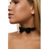 Черный кожаный однослойный чокер с бабочкой - Crazy Handmade - купить с доставкой в Ноябрьске