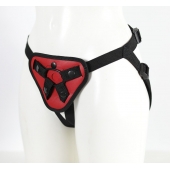 Красный пояс с двумя типами фиксации насадок - LOVETOY (А-Полимер) - купить с доставкой в Ноябрьске