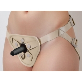 Бежевый пояс с двумя типами крепления насадок - LOVETOY (А-Полимер) - купить с доставкой в Ноябрьске