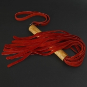 Красная велюровая плеть с деревянной рукоятью - 44 см. - Sitabella - купить с доставкой в Ноябрьске