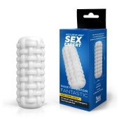 Белый стимулятор с наружным рельефом в виде рогожки - Sex Expert - в Ноябрьске купить с доставкой