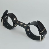 Черные кожаные наручники-фиксатор - Sitabella - купить с доставкой в Ноябрьске