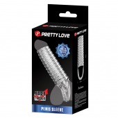 Прозрачная насадка на пенис с ребрышками и подхватом мошонки - Baile - в Ноябрьске купить с доставкой