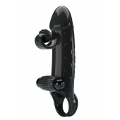 Черная вибронасадка на пенис с подхватом мошонки - 20 см. - Baile - в Ноябрьске купить с доставкой